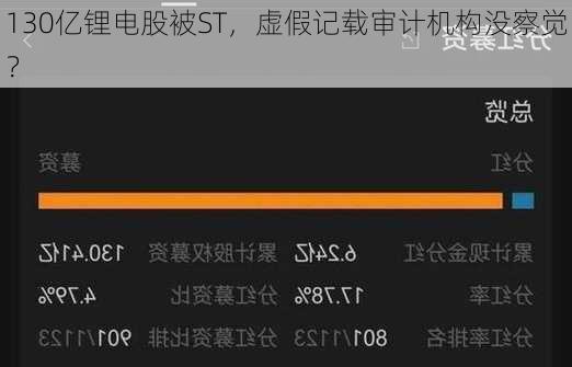 130亿锂电股被ST，虚假记载审计机构没察觉？