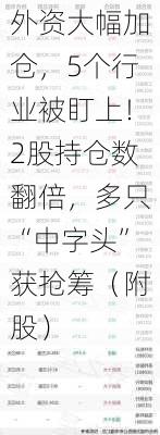 外资大幅加仓，5个行业被盯上！2股持仓数翻倍，多只“中字头”获抢筹（附股）