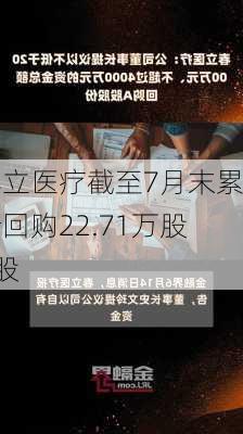 春立医疗截至7月末累计回购22.71万股A股