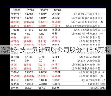 海融科技：累计回购公司股份115.6万股