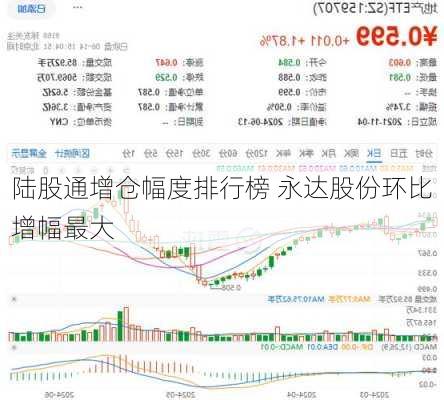 陆股通增仓幅度排行榜 永达股份环比增幅最大