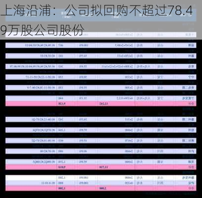 上海沿浦：公司拟回购不超过78.49万股公司股份