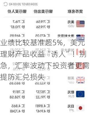 业绩比较基准超5%，美元理财产品收益“诱人”！别急，汇率波动下投资者更需提防汇兑损失