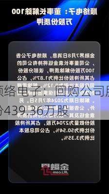 顺络电子：回购公司股份439.36万股