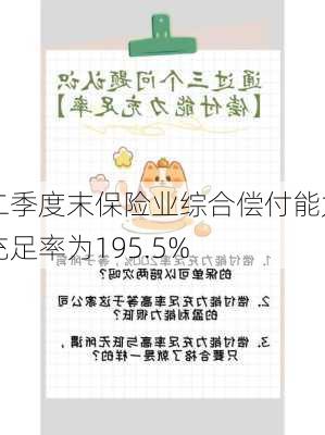 二季度末保险业综合偿付能力充足率为195.5%