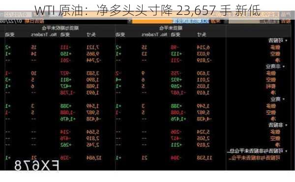 WTI 原油：净多头头寸降 23,657 手 新低