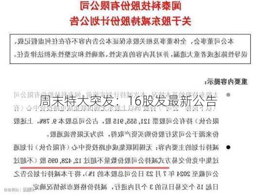 周末特大突发：16股发最新公告