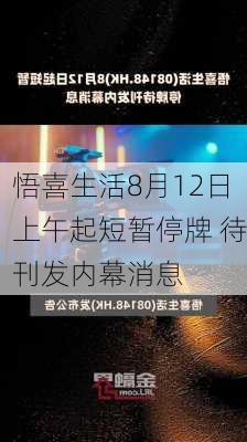 悟喜生活8月12日上午起短暂停牌 待刊发内幕消息