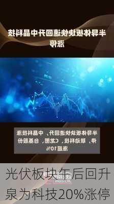 光伏板块午后回升 泉为科技20%涨停