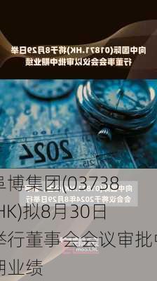 阜博集团(03738.HK)拟8月30日举行董事会会议审批中期业绩