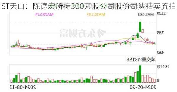 ST天山：陈德宏所持300万股公司股份司法拍卖流拍