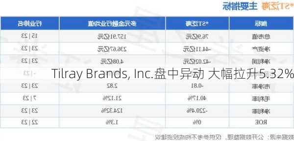 Tilray Brands, Inc.盘中异动 大幅拉升5.32%