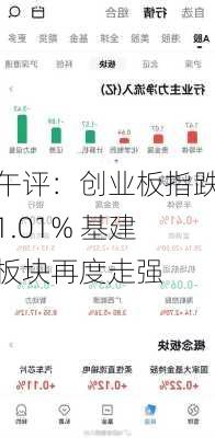 午评：创业板指跌1.01% 基建板块再度走强