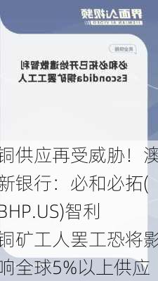 铜供应再受威胁！澳新银行：必和必拓(BHP.US)智利铜矿工人罢工恐将影响全球5%以上供应