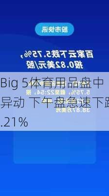 Big 5体育用品盘中异动 下午盘急速下跌5.21%