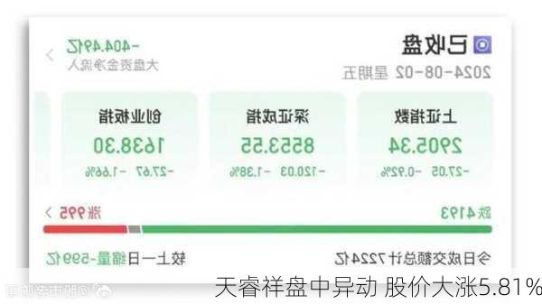 天睿祥盘中异动 股价大涨5.81%