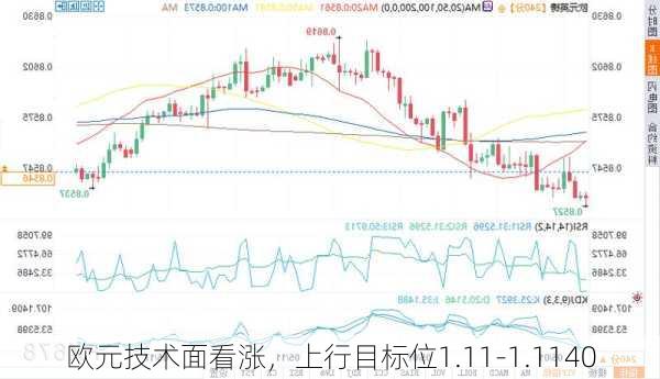 欧元技术面看涨，上行目标位1.11-1.1140