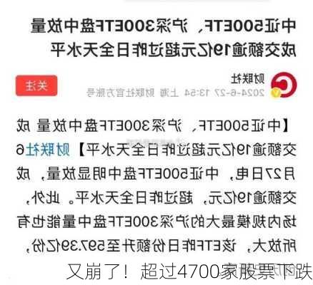 又崩了！超过4700家股票下跌