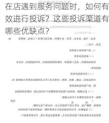 在店遇到服务问题时，如何有效进行投诉？这些投诉渠道有哪些优缺点？