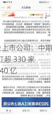 A股上市公司：中期分红超 330 家 1440 亿