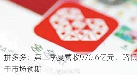 拼多多：第二季度营收970.6亿元，略低于市场预期