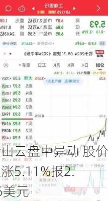 金山云盘中异动 股价大涨5.11%报2.65美元