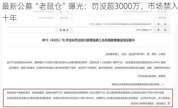 最新公募“老鼠仓”曝光：罚没超3000万、市场禁入十年