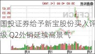 国投证券给予新宝股份买入评级 Q2外销延续高景气