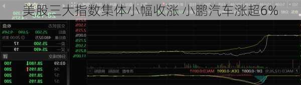 美股三大指数集体小幅收涨 小鹏汽车涨超6%