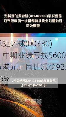 思捷环球(00330)：中期业绩亏损5600万港元，同比减少92.16%