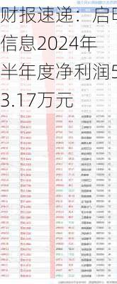 财报速递：启明信息2024年半年度净利润53.17万元