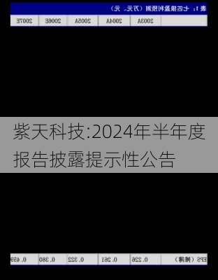 紫天科技:2024年半年度报告披露提示性公告