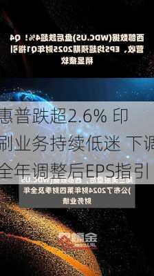 惠普跌超2.6% 印刷业务持续低迷 下调全年调整后EPS指引