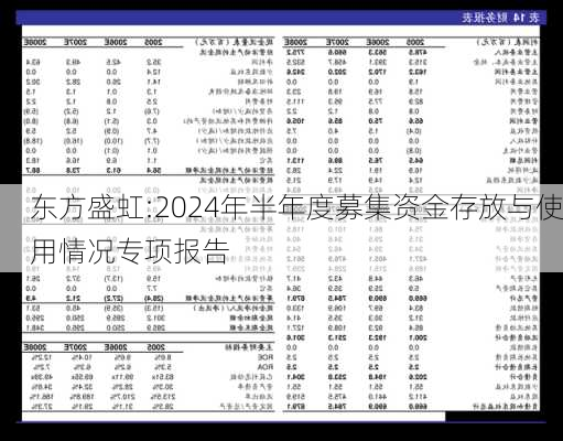 东方盛虹:2024年半年度募集资金存放与使用情况专项报告