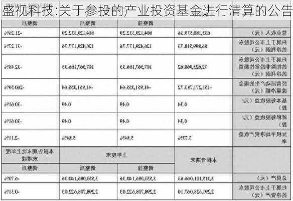 盛视科技:关于参投的产业投资基金进行清算的公告