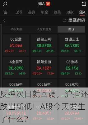 反弹次日就回调，沪指还跌出新低！A股今天发生了什么？