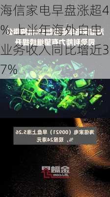 海信家电早盘涨超4% 上半年海外白电业务收入同比增近37%