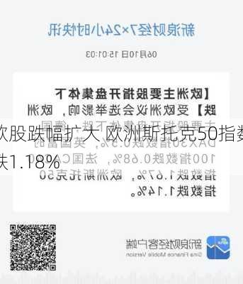 欧股跌幅扩大 欧洲斯托克50指数跌1.18%