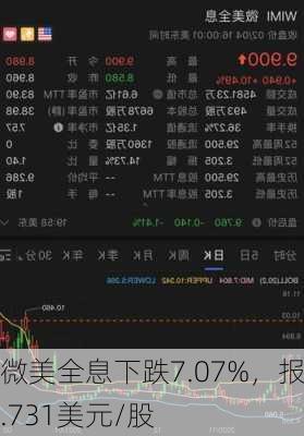 微美全息下跌7.07%，报0.731美元/股