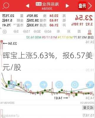 晖宝上涨5.63%，报6.57美元/股