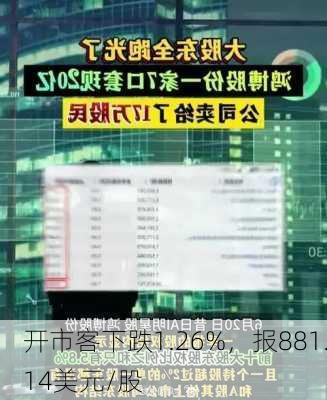 开市客下跌1.26%，报881.14美元/股