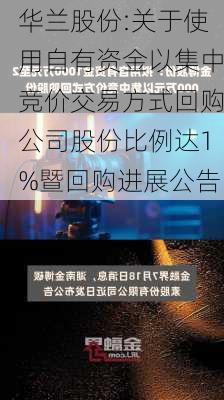 华兰股份:关于使用自有资金以集中竞价交易方式回购公司股份比例达1%暨回购进展公告