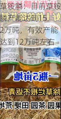 草铵膦：目前草铵膦产能达到15.2万吨，有效产能达到12万吨左右