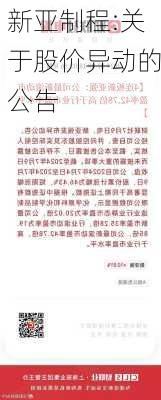 新亚制程:关于股价异动的公告