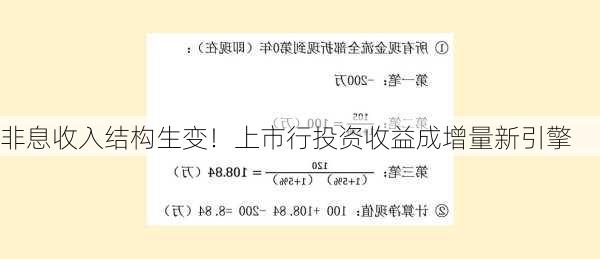 非息收入结构生变！上市行投资收益成增量新引擎