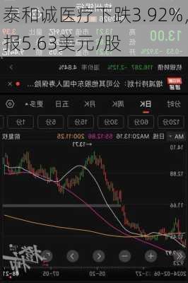 泰和诚医疗下跌3.92%，报5.63美元/股