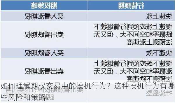 如何理解期权交易中的投机行为？这种投机行为有哪些风险和策略？