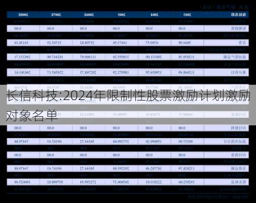 长信科技:2024年限制性股票激励计划激励对象名单