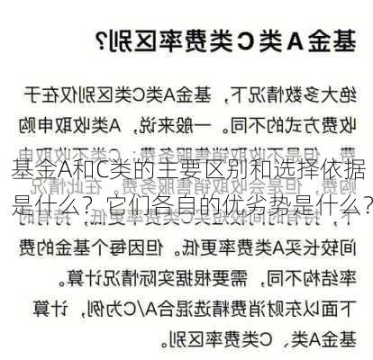 基金A和C类的主要区别和选择依据是什么？它们各自的优劣势是什么？