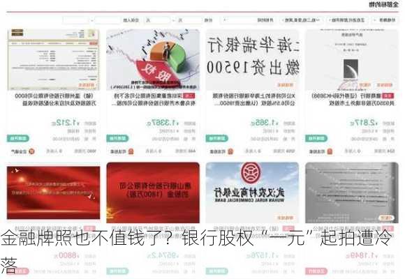 金融牌照也不值钱了？银行股权“一元”起拍遭冷落